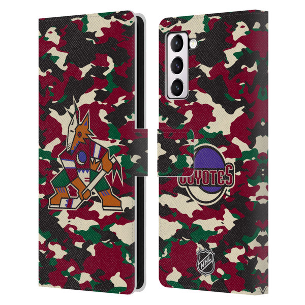 NHL Arizona Coyotes Camouflage Leather Book Wallet Case Cover For Samsung Galaxy S21+ 5G