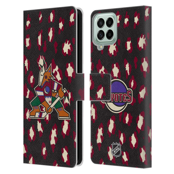 NHL Arizona Coyotes Leopard Patten Leather Book Wallet Case Cover For Samsung Galaxy M33 (2022)