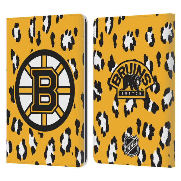 NHL Boston Bruins Leopard Patten Leather Book Wallet Case Cover For Amazon Kindle Paperwhite 1 / 2 / 3