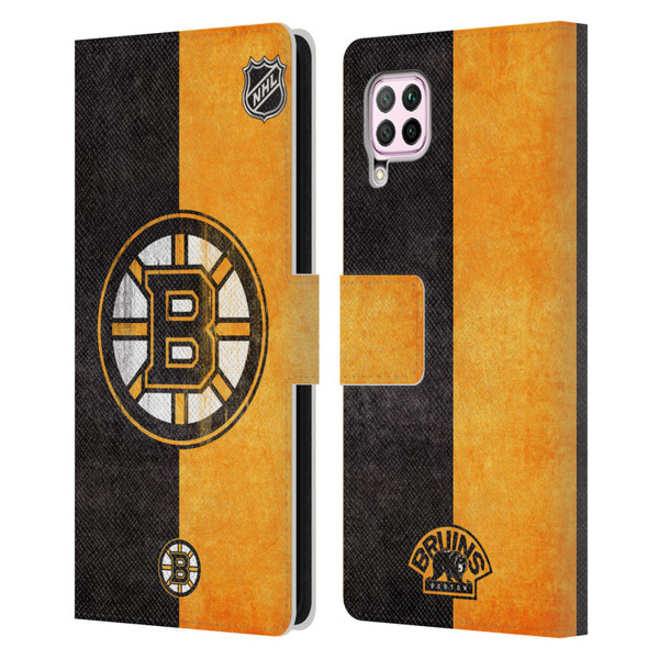 NHL Boston Bruins Half Distressed Leather Book Wallet Case Cover For Huawei Nova 6 SE / P40 Lite