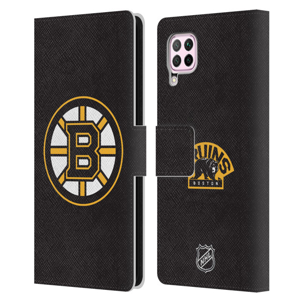 NHL Boston Bruins Plain Leather Book Wallet Case Cover For Huawei Nova 6 SE / P40 Lite