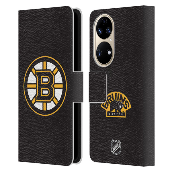NHL Boston Bruins Plain Leather Book Wallet Case Cover For Huawei P50