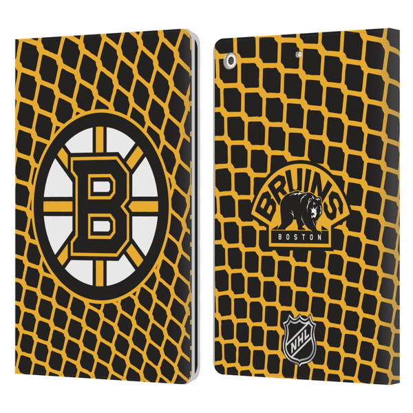 NHL Boston Bruins Net Pattern Leather Book Wallet Case Cover For Apple iPad 10.2 2019/2020/2021