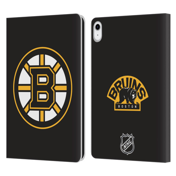 NHL Boston Bruins Plain Leather Book Wallet Case Cover For Apple iPad 10.9 (2022)