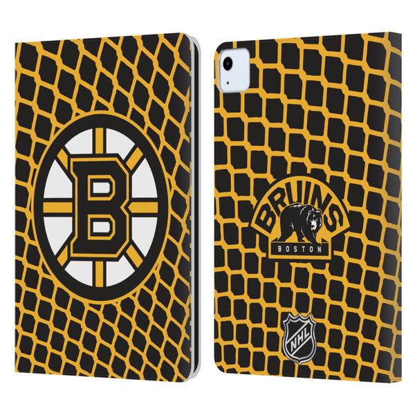 NHL Boston Bruins Net Pattern Leather Book Wallet Case Cover For Apple iPad Air 11 2020/2022/2024