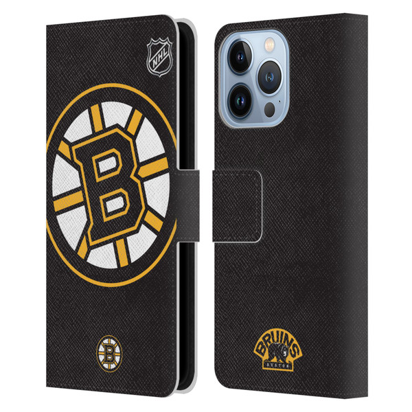 NHL Boston Bruins Oversized Leather Book Wallet Case Cover For Apple iPhone 13 Pro