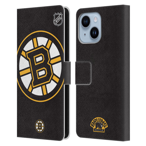 NHL Boston Bruins Oversized Leather Book Wallet Case Cover For Apple iPhone 14 Plus
