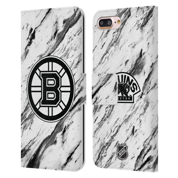 NHL Boston Bruins Marble Leather Book Wallet Case Cover For Apple iPhone 7 Plus / iPhone 8 Plus