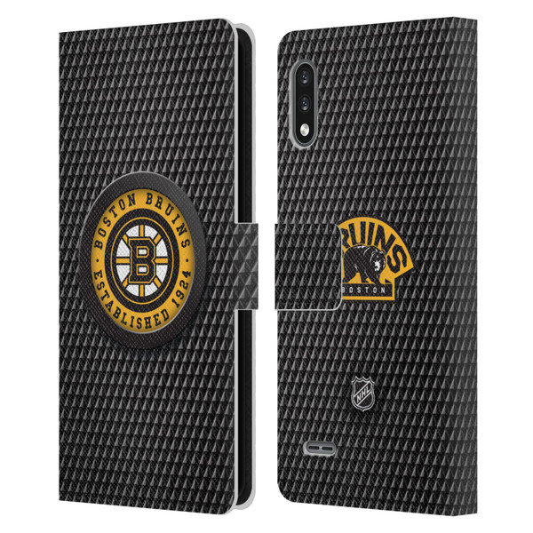 NHL Boston Bruins Puck Texture Leather Book Wallet Case Cover For LG K22