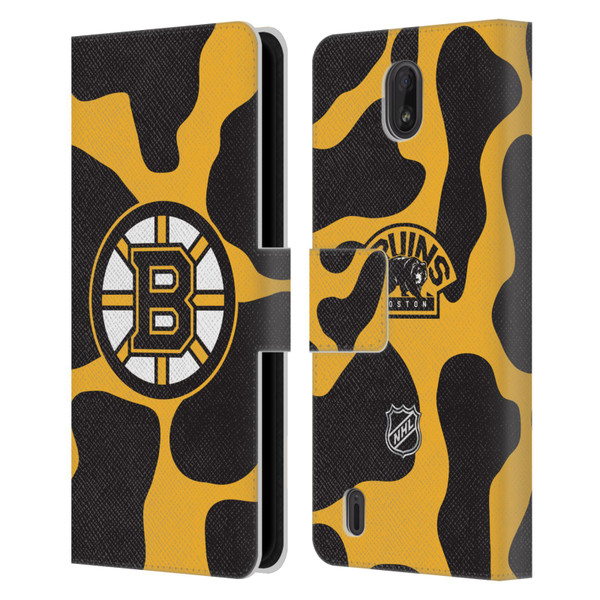 NHL Boston Bruins Cow Pattern Leather Book Wallet Case Cover For Nokia C01 Plus/C1 2nd Edition