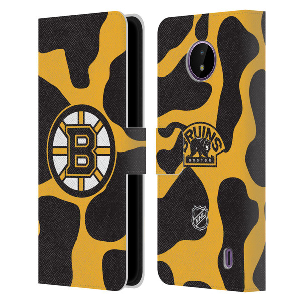 NHL Boston Bruins Cow Pattern Leather Book Wallet Case Cover For Nokia C10 / C20