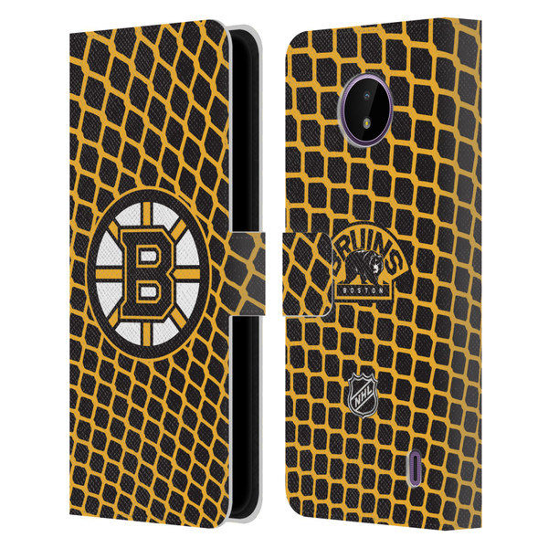 NHL Boston Bruins Net Pattern Leather Book Wallet Case Cover For Nokia C10 / C20