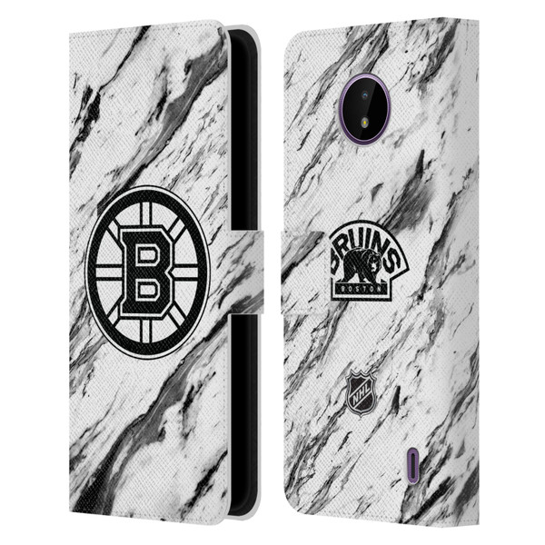 NHL Boston Bruins Marble Leather Book Wallet Case Cover For Nokia C10 / C20