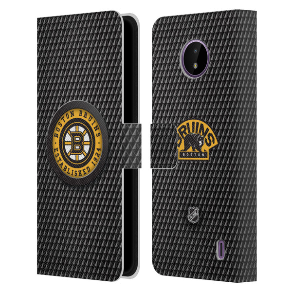 NHL Boston Bruins Puck Texture Leather Book Wallet Case Cover For Nokia C10 / C20