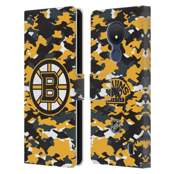 NHL Boston Bruins Camouflage Leather Book Wallet Case Cover For Nokia C21