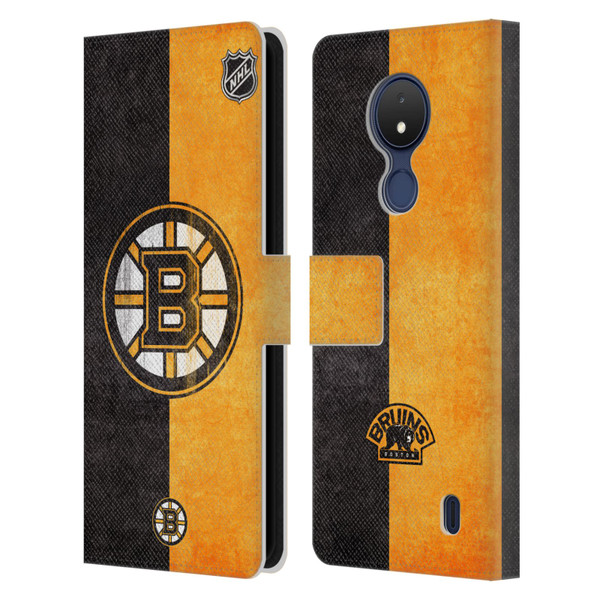 NHL Boston Bruins Half Distressed Leather Book Wallet Case Cover For Nokia C21