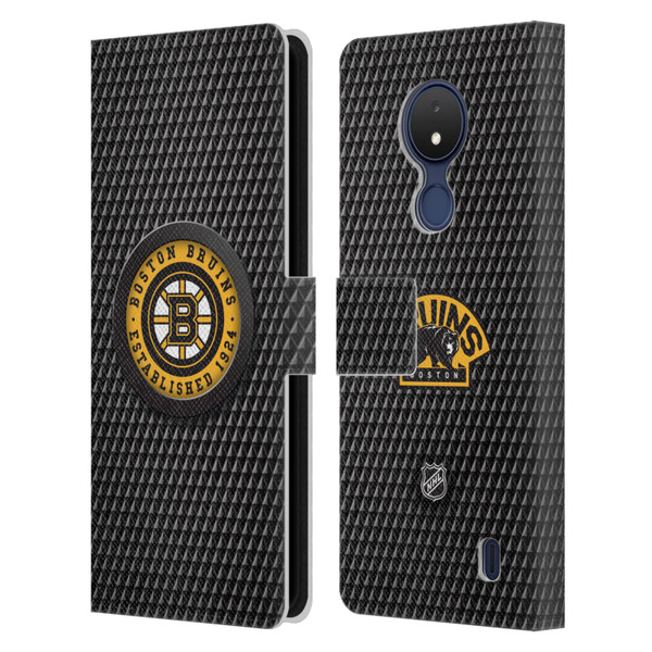 NHL Boston Bruins Puck Texture Leather Book Wallet Case Cover For Nokia C21