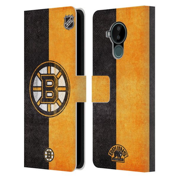 NHL Boston Bruins Half Distressed Leather Book Wallet Case Cover For Nokia C30