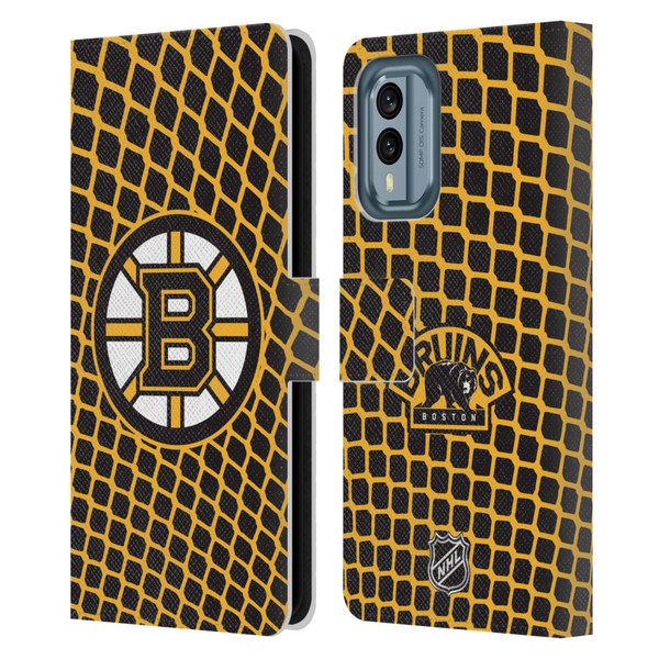 NHL Boston Bruins Net Pattern Leather Book Wallet Case Cover For Nokia X30