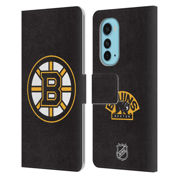 NHL Boston Bruins Plain Leather Book Wallet Case Cover For Motorola Edge (2022)