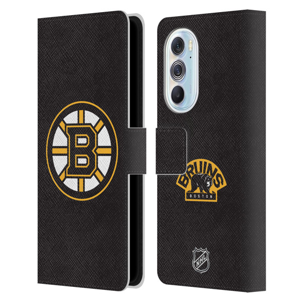 NHL Boston Bruins Plain Leather Book Wallet Case Cover For Motorola Edge X30