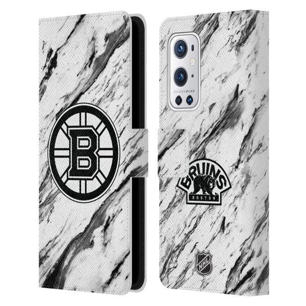 NHL Boston Bruins Marble Leather Book Wallet Case Cover For OnePlus 9 Pro