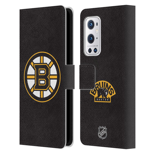 NHL Boston Bruins Plain Leather Book Wallet Case Cover For OnePlus 9 Pro
