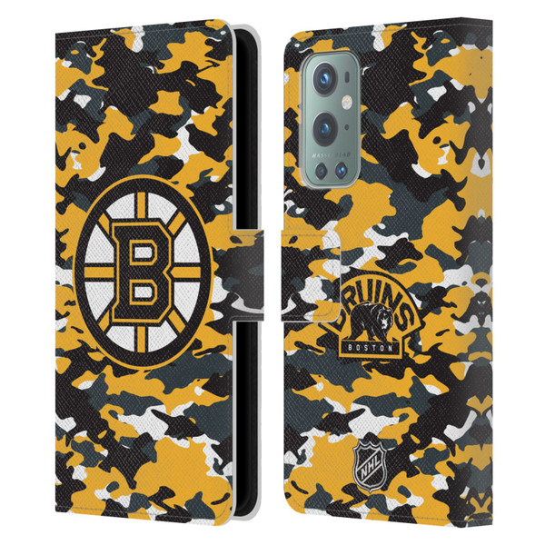 NHL Boston Bruins Camouflage Leather Book Wallet Case Cover For OnePlus 9