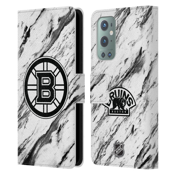 NHL Boston Bruins Marble Leather Book Wallet Case Cover For OnePlus 9
