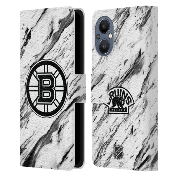 NHL Boston Bruins Marble Leather Book Wallet Case Cover For OnePlus Nord N20 5G