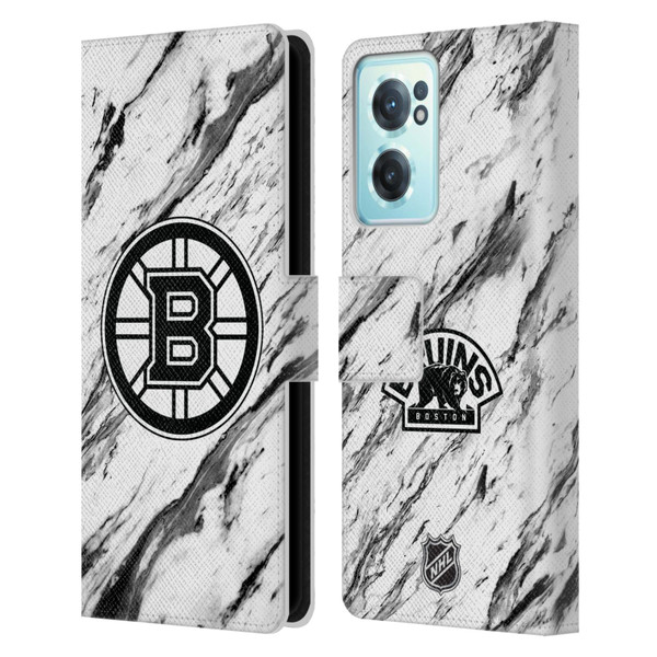 NHL Boston Bruins Marble Leather Book Wallet Case Cover For OnePlus Nord CE 2 5G