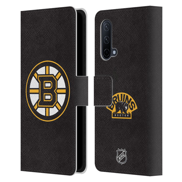 NHL Boston Bruins Plain Leather Book Wallet Case Cover For OnePlus Nord CE 5G