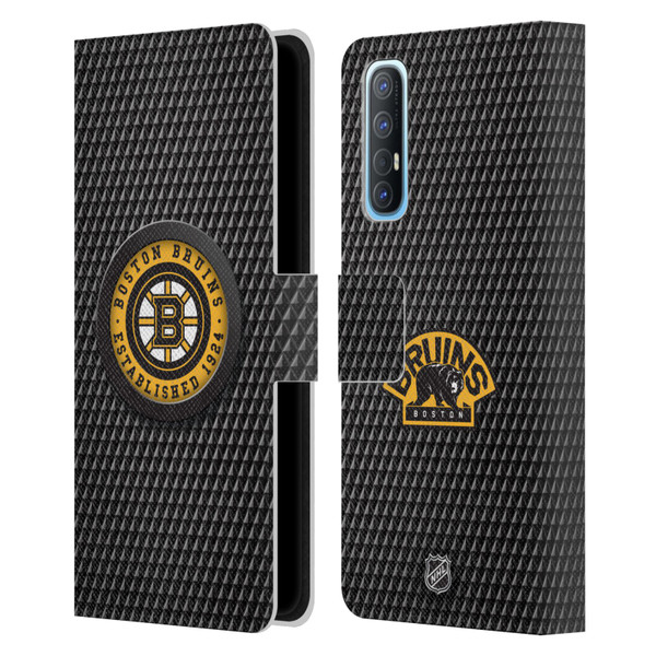 NHL Boston Bruins Puck Texture Leather Book Wallet Case Cover For OPPO Find X2 Neo 5G