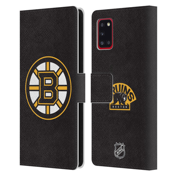 NHL Boston Bruins Plain Leather Book Wallet Case Cover For Samsung Galaxy A31 (2020)