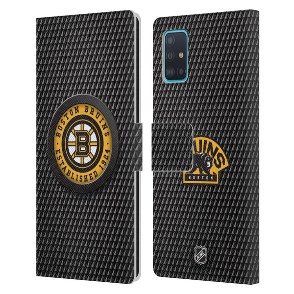 NHL Boston Bruins Puck Texture Leather Book Wallet Case Cover For Samsung Galaxy A51 (2019)