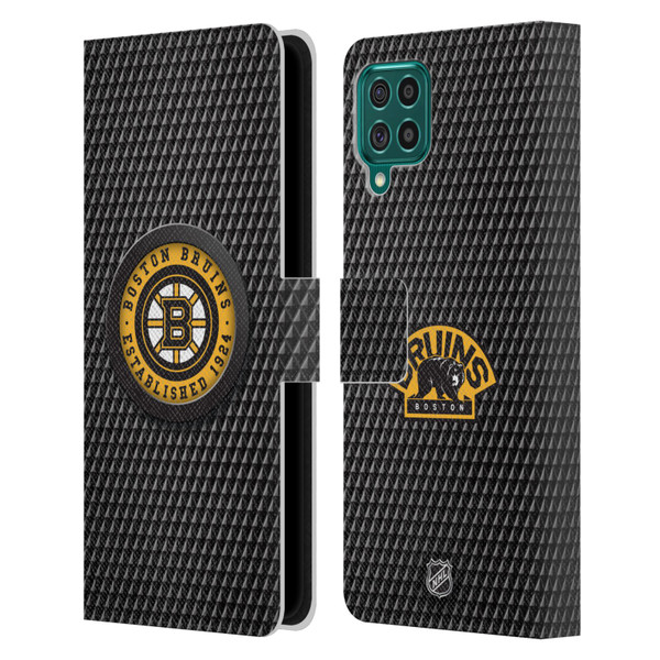 NHL Boston Bruins Puck Texture Leather Book Wallet Case Cover For Samsung Galaxy F62 (2021)