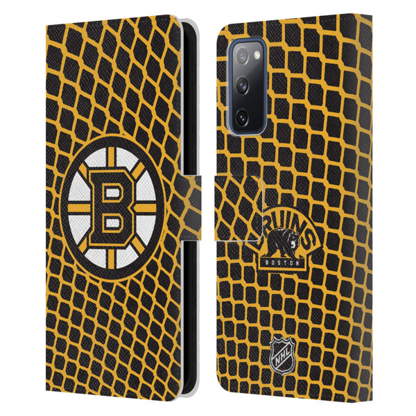 NHL Boston Bruins Net Pattern Leather Book Wallet Case Cover For Samsung Galaxy S20 FE / 5G