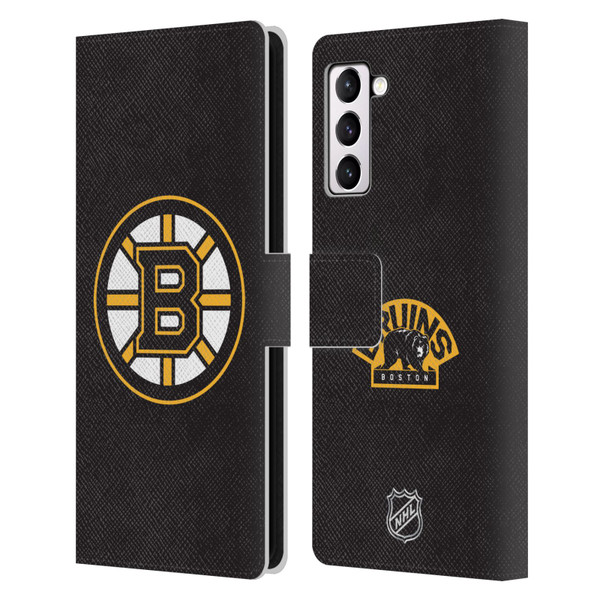 NHL Boston Bruins Plain Leather Book Wallet Case Cover For Samsung Galaxy S21+ 5G