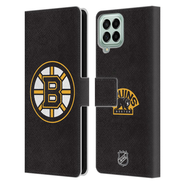 NHL Boston Bruins Plain Leather Book Wallet Case Cover For Samsung Galaxy M33 (2022)