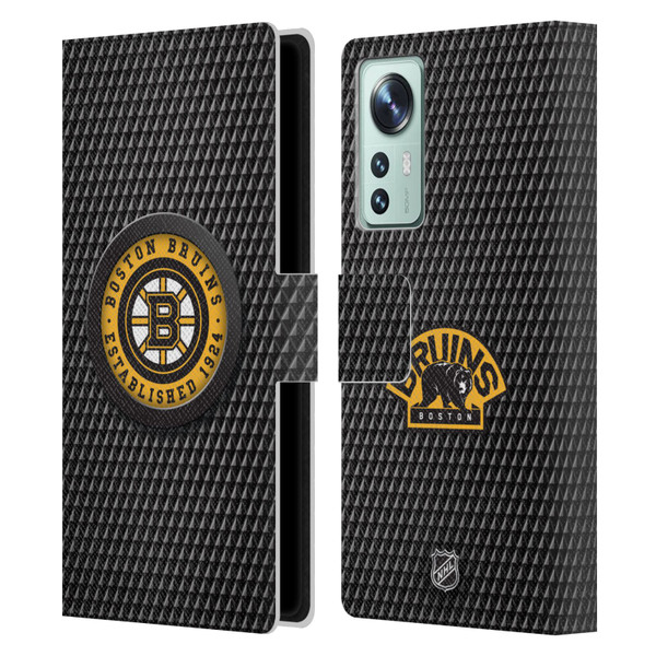 NHL Boston Bruins Puck Texture Leather Book Wallet Case Cover For Xiaomi 12