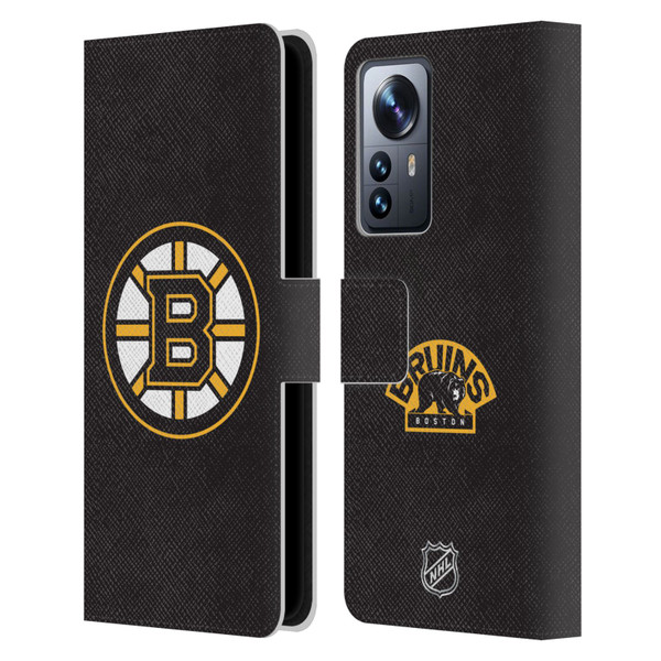 NHL Boston Bruins Plain Leather Book Wallet Case Cover For Xiaomi 12 Pro