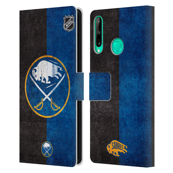 NHL Buffalo Sabres Half Distressed Leather Book Wallet Case Cover For Huawei P40 lite E