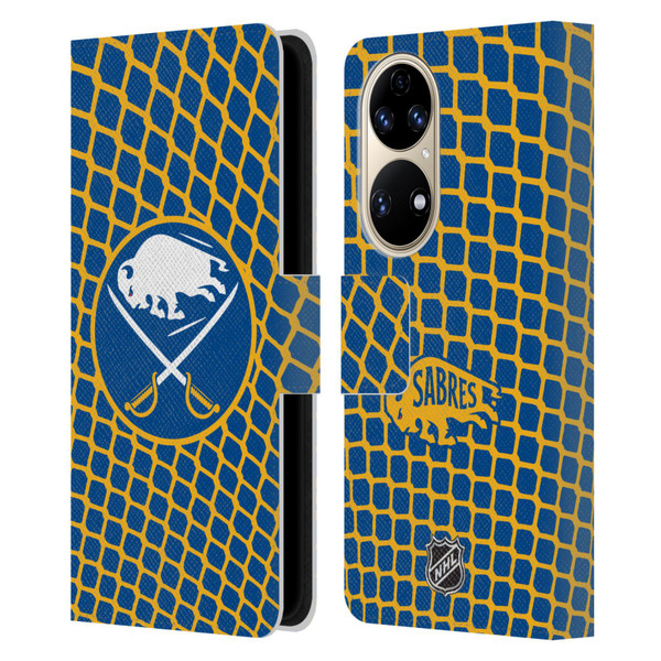 NHL Buffalo Sabres Net Pattern Leather Book Wallet Case Cover For Huawei P50