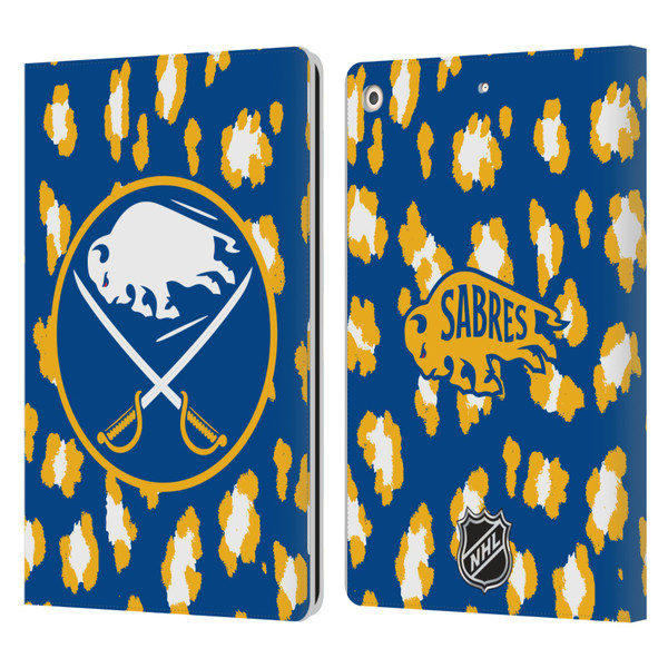 NHL Buffalo Sabres Leopard Patten Leather Book Wallet Case Cover For Apple iPad 10.2 2019/2020/2021