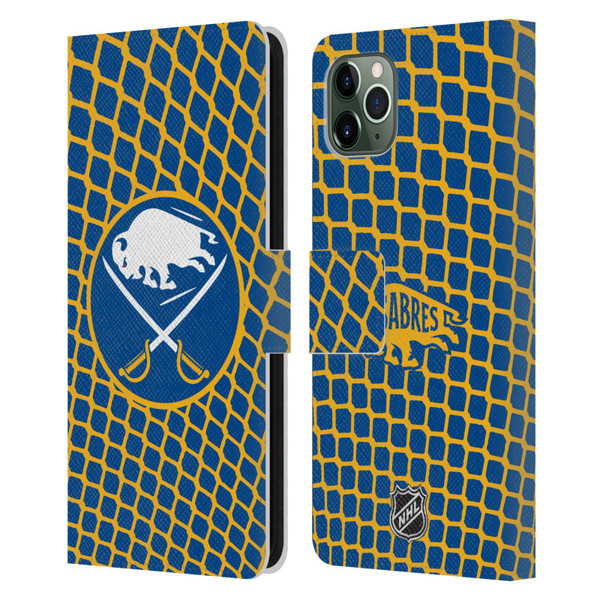 NHL Buffalo Sabres Net Pattern Leather Book Wallet Case Cover For Apple iPhone 11 Pro Max