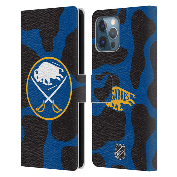 NHL Buffalo Sabres Cow Pattern Leather Book Wallet Case Cover For Apple iPhone 12 Pro Max