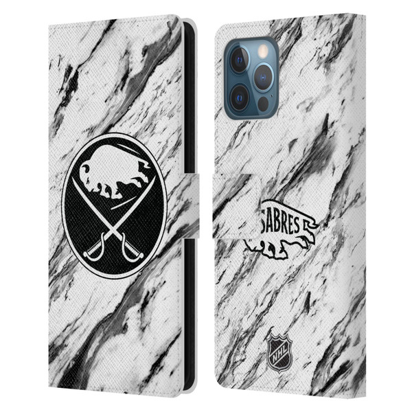 NHL Buffalo Sabres Marble Leather Book Wallet Case Cover For Apple iPhone 12 Pro Max