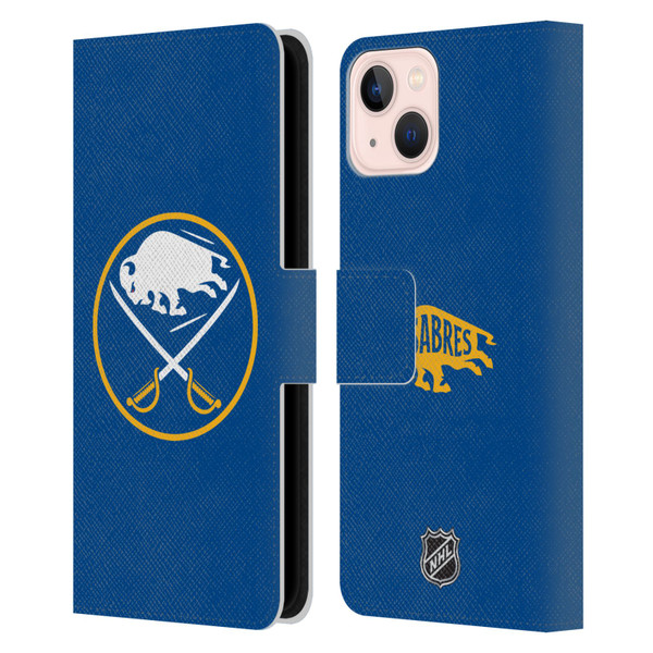 NHL Buffalo Sabres Plain Leather Book Wallet Case Cover For Apple iPhone 13
