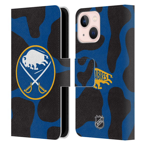 NHL Buffalo Sabres Cow Pattern Leather Book Wallet Case Cover For Apple iPhone 13 Mini