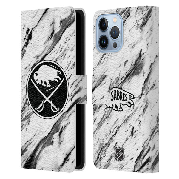 NHL Buffalo Sabres Marble Leather Book Wallet Case Cover For Apple iPhone 13 Pro Max